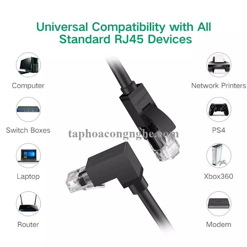 Ugreen 30835 3M màu Đen Cáp mạng CAT6 UTP 90 độ NW115 30030835